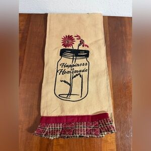 Happiness is Homemade IHF Home Decor Tea Towel Decor Accent Tan Red Plaid Folksy